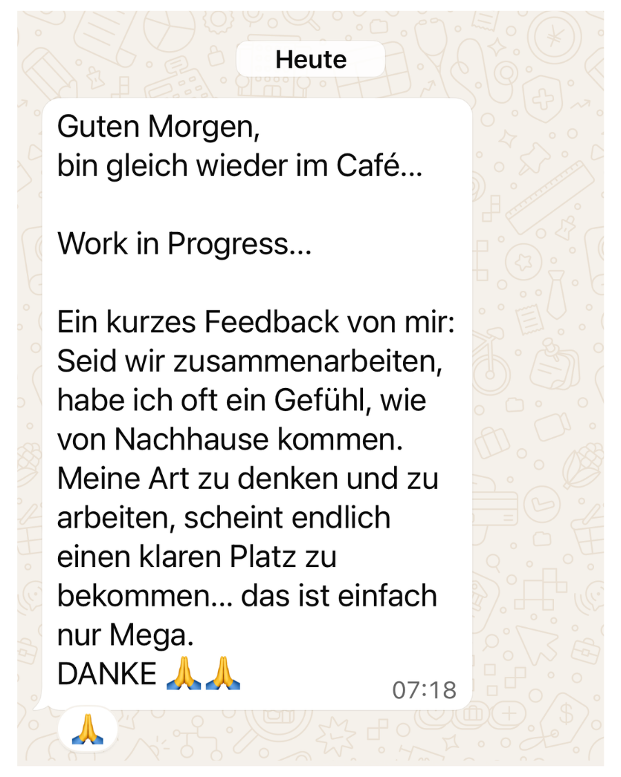 Anonymisiertes WhatsApp-Feedback aus einer Zusammenarbeit